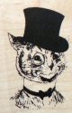 Cat with top hat rubber stamp