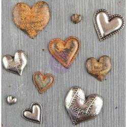 画像1: Tin Hearts 10/Pkg: Finnabair Mechanicals Metal Embellishments