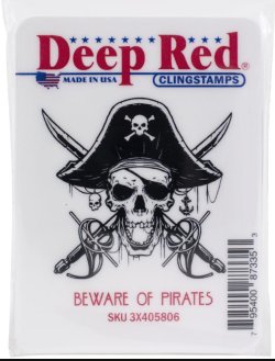 画像1: Beware Of Pirates :Deep Red Cling Stamp 2.1"X2"