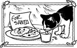 画像1: Black and White Cat Christmas Square