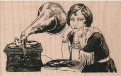 画像1: Lady Listening To Record 3 1/4 x 2